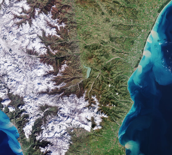 Part of southern Italy is featured in this wintery image, captured by the Copernicus Sentinel-2 mission.