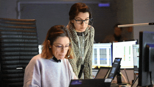 Engineers responsible for ground operations during Juice simulations at ESA mission control