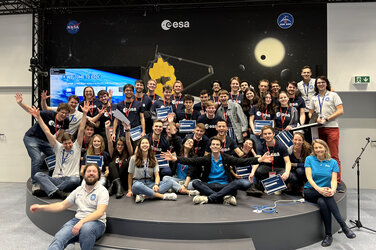 Group picture at ESOC for the Ladybird Guide to Spacecraft Communications Tranining Course 2023