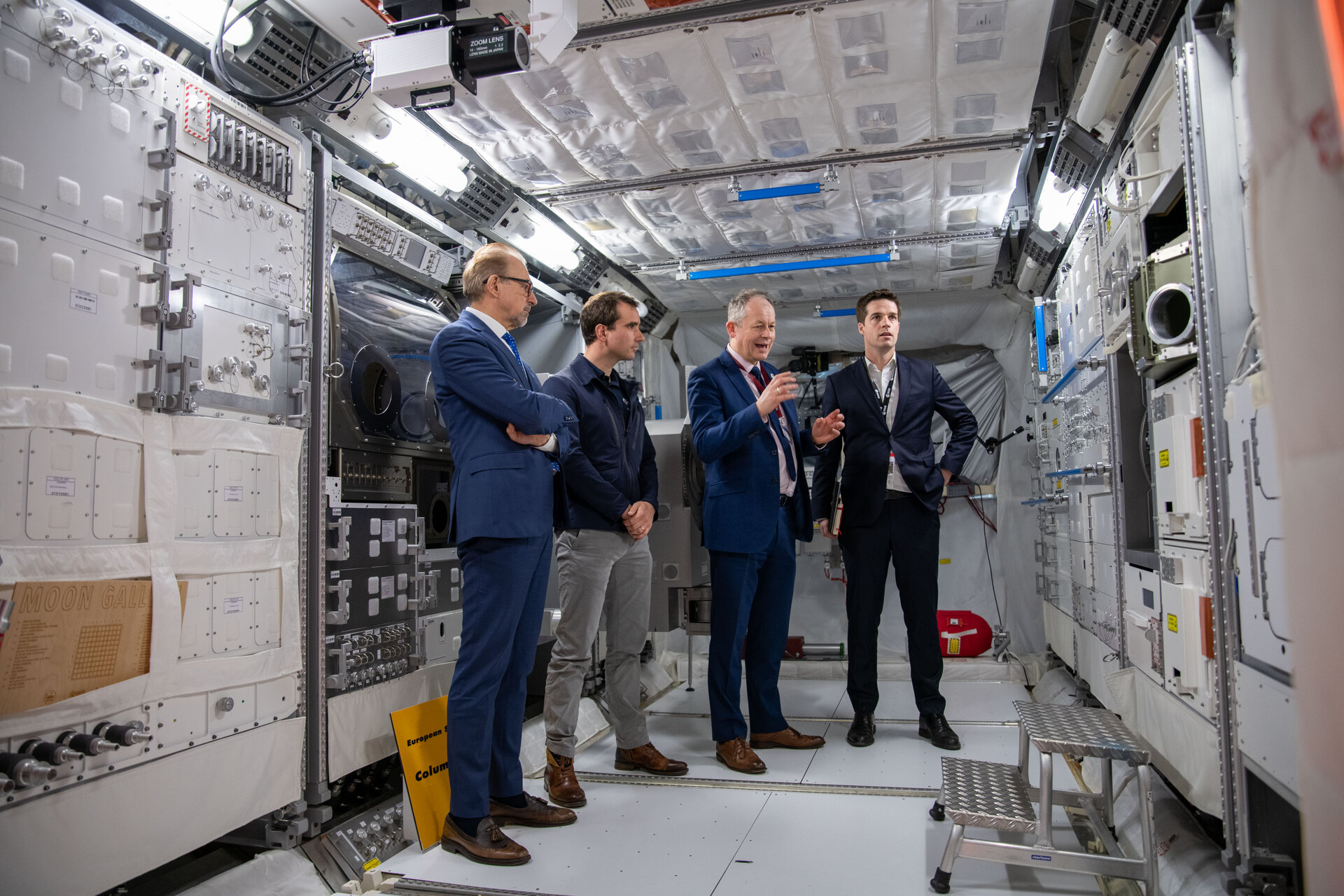 Inspecting replica of Europe's Columbus module