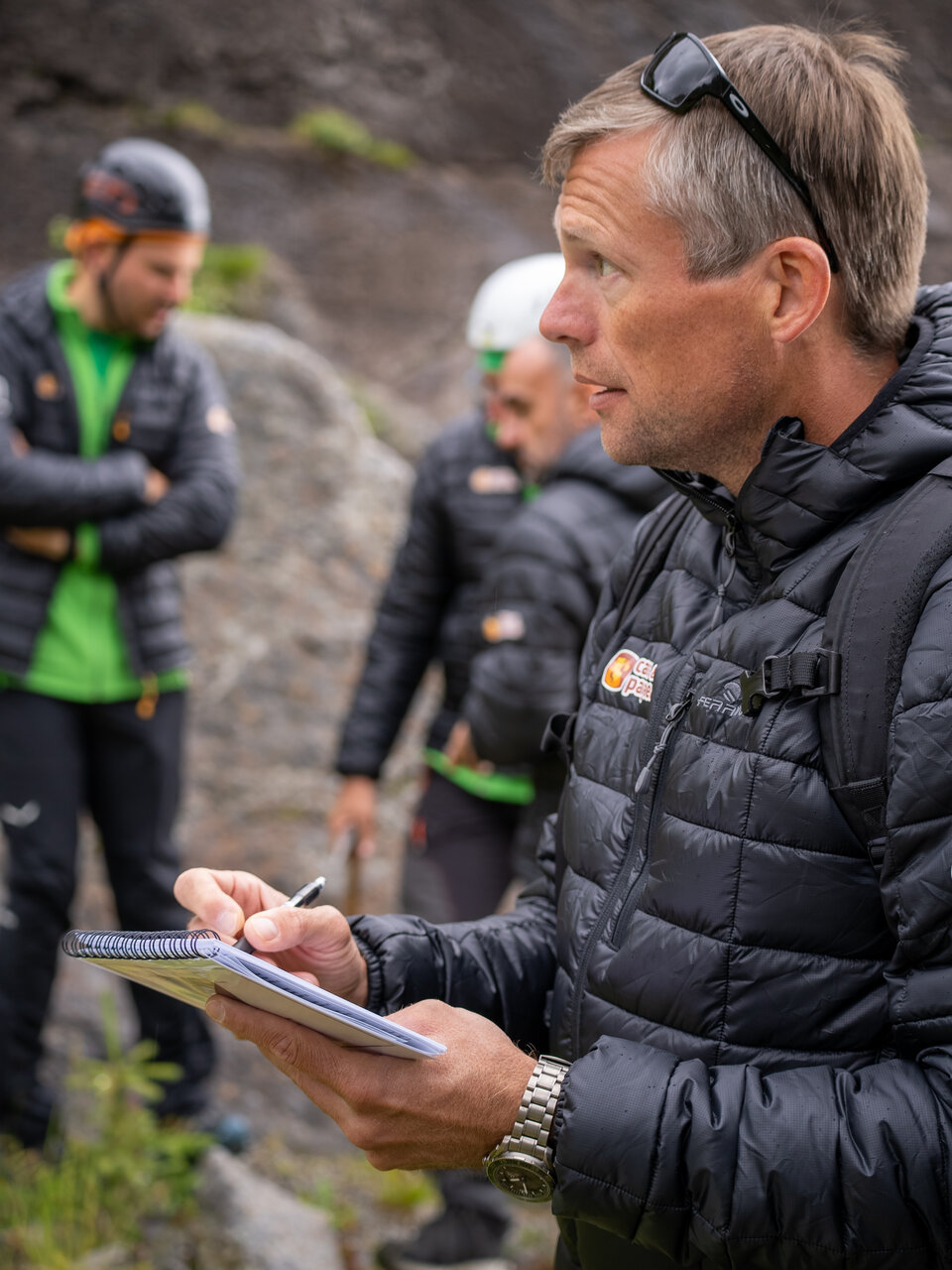 Andreas Mogensen drawing the landscape on Lofoten Islands, Norway as part of the Pangaea training course.