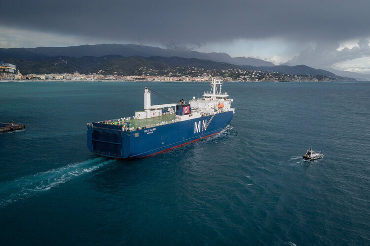 Euclid sets sail from the port of Savona, Italy