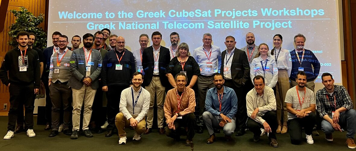 Attendees from small and medium-sized enterprises and universities at a recent ESA-led workshop on the Greek CubeSat missions