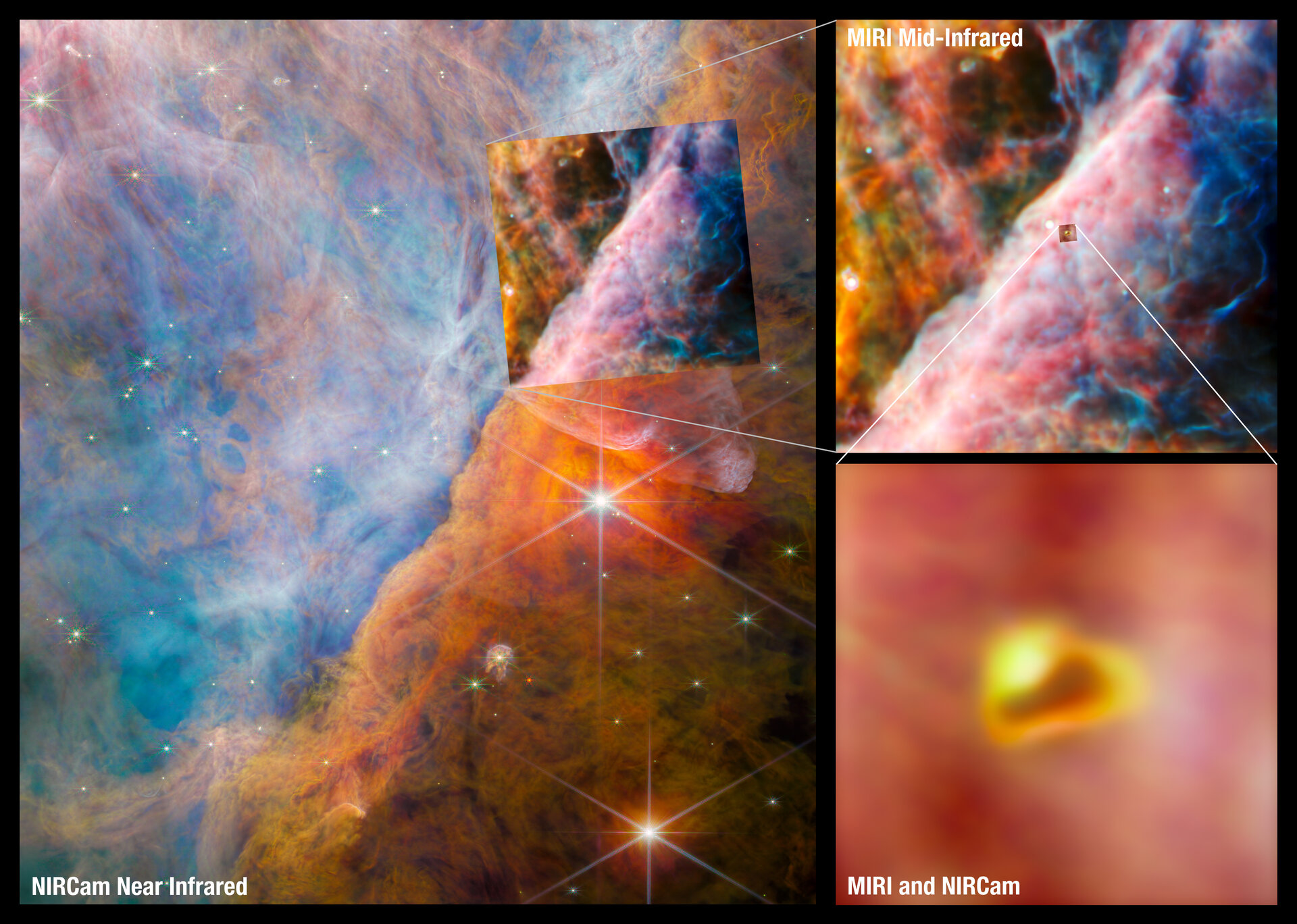 Webb estudia la Nebulosa de Orión. Crédito: ESA/Webb, NASA, CSA, M. Zamani (ESA/Webb), el equipo PDRs4All ERS
