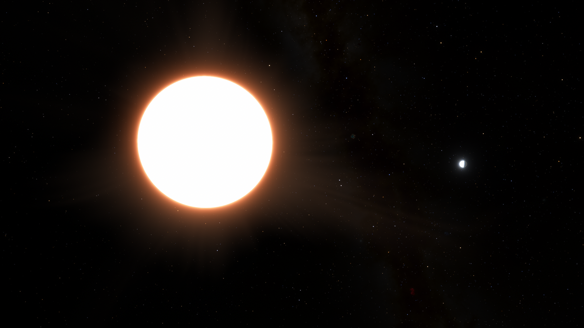 Exoplaneta LTT9779 b orbitando su estrella anfitriona. ESA