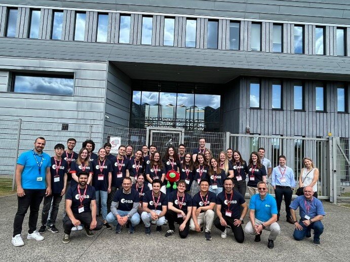 Students during their visit to Galileo Integrated Logistic Support Centre in Transinne, Belgium
