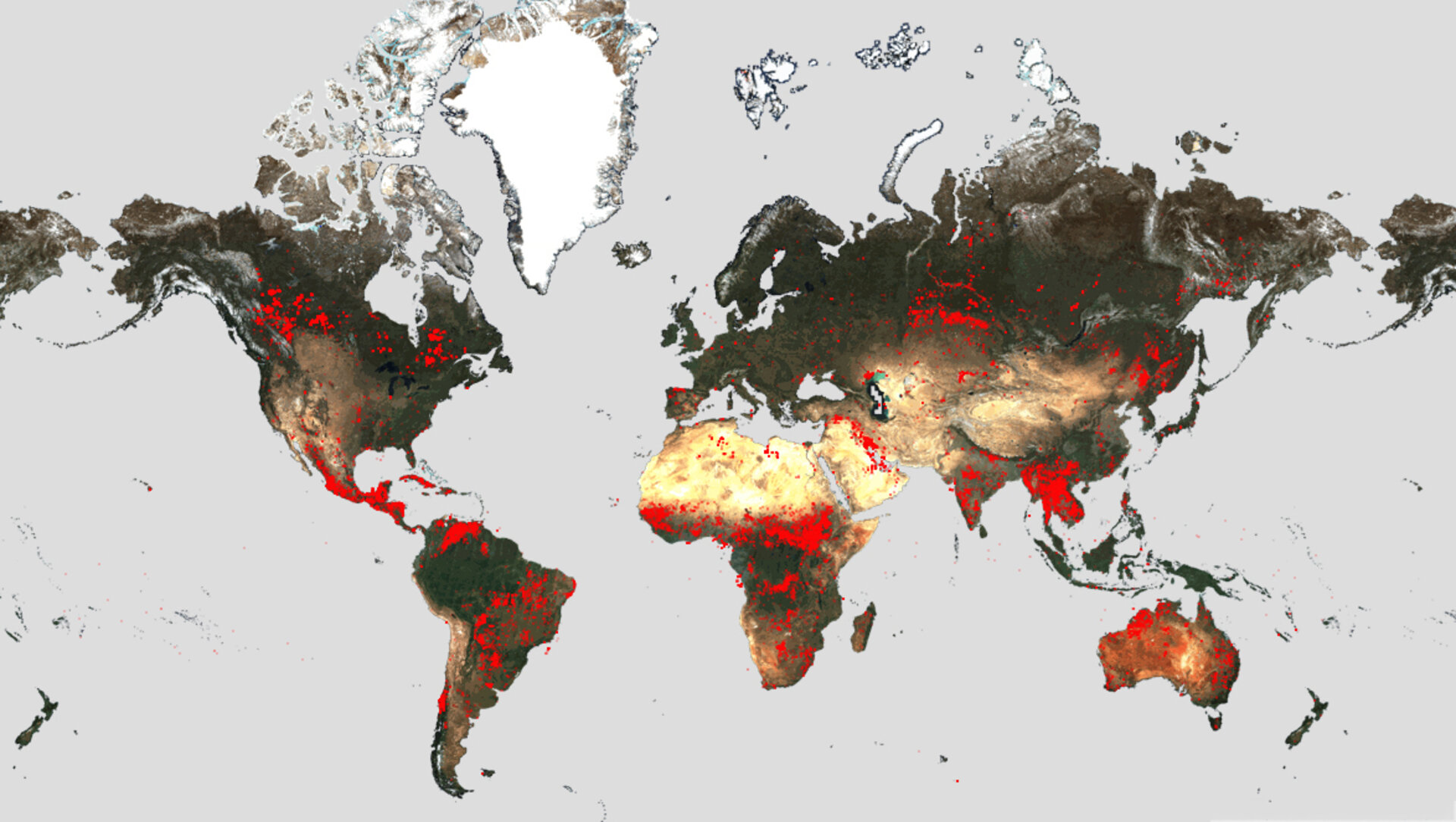 Worldwide fires from ESA’s World Fire Atlas 