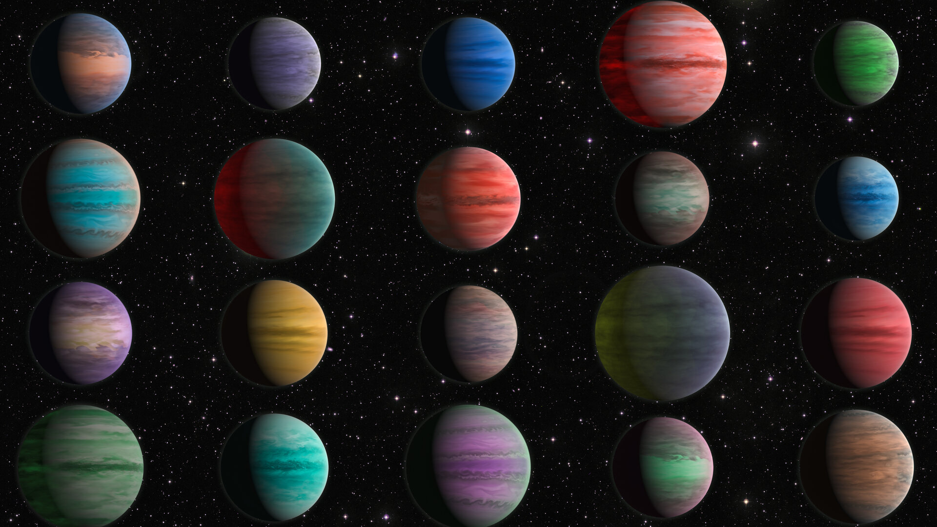 Artist impression of hot gaseous exoplanets