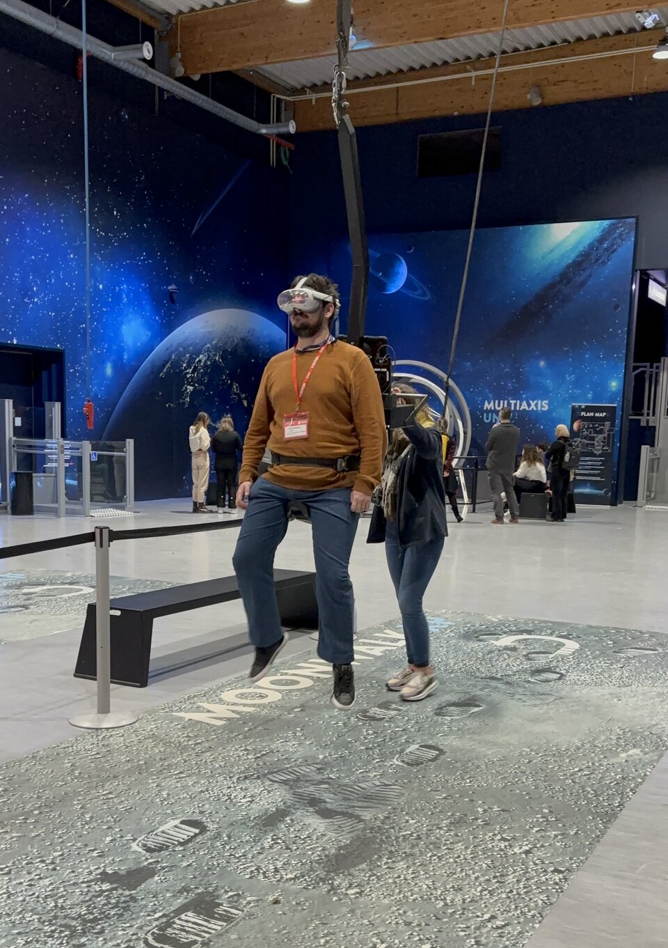 Human Space Physiology Training Course student Moon walking at EuroSpace Center