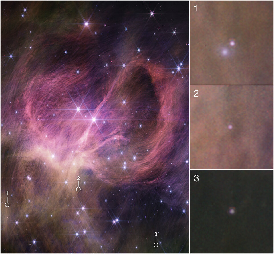 Aglomerado estelar IC 348 (imagem NIRCam anotada)