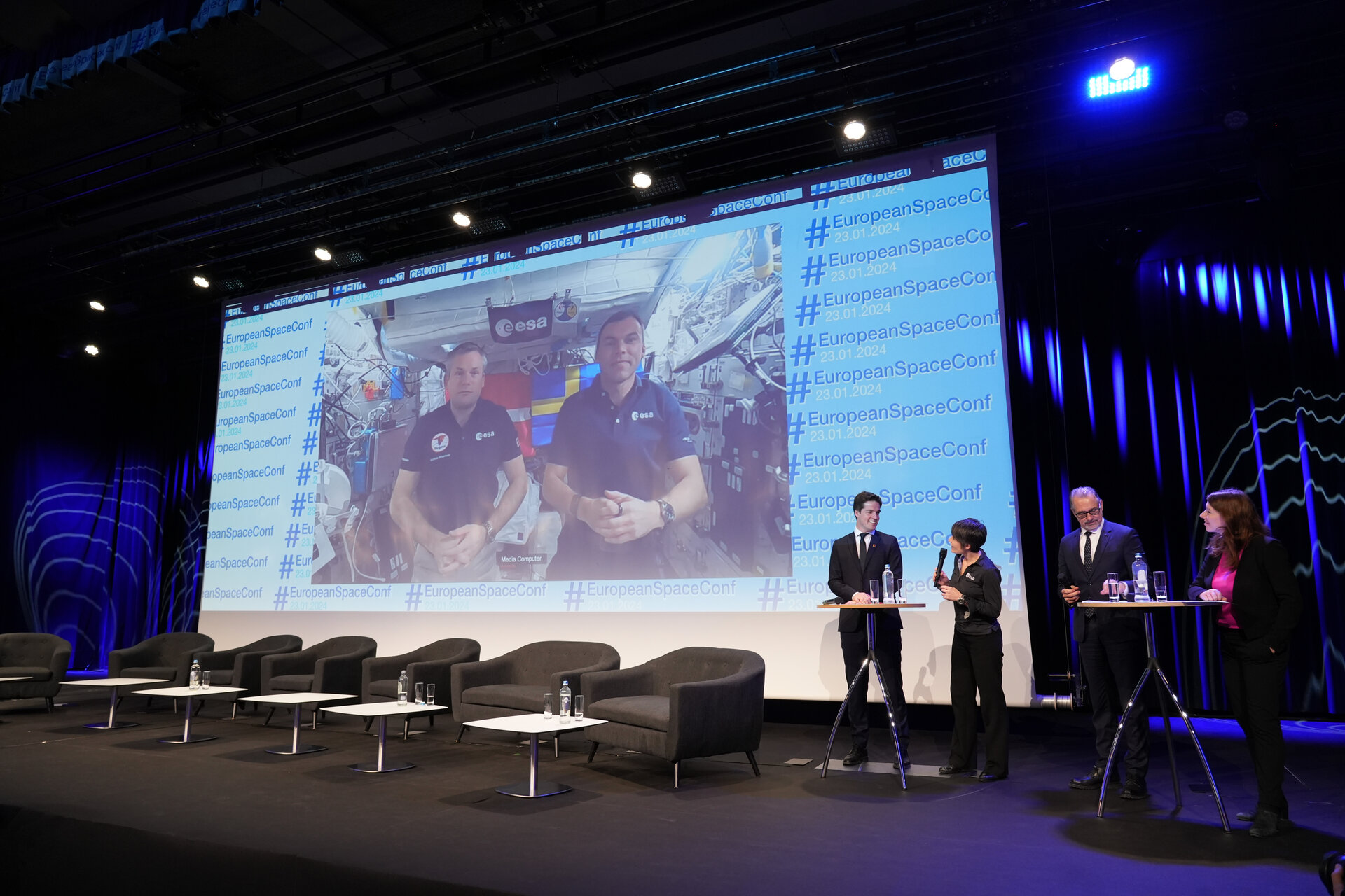 Inflight call with ESA Astronaut Andreas Mogensen and ESA project astronaut Marcus Wandt during the 16th European Space Conference.