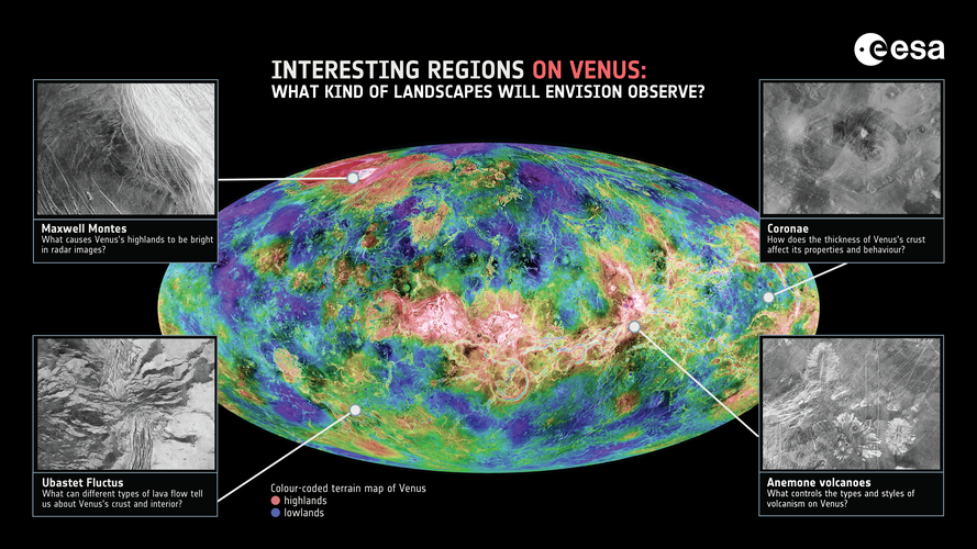 Envision targets on Venus’s surface 