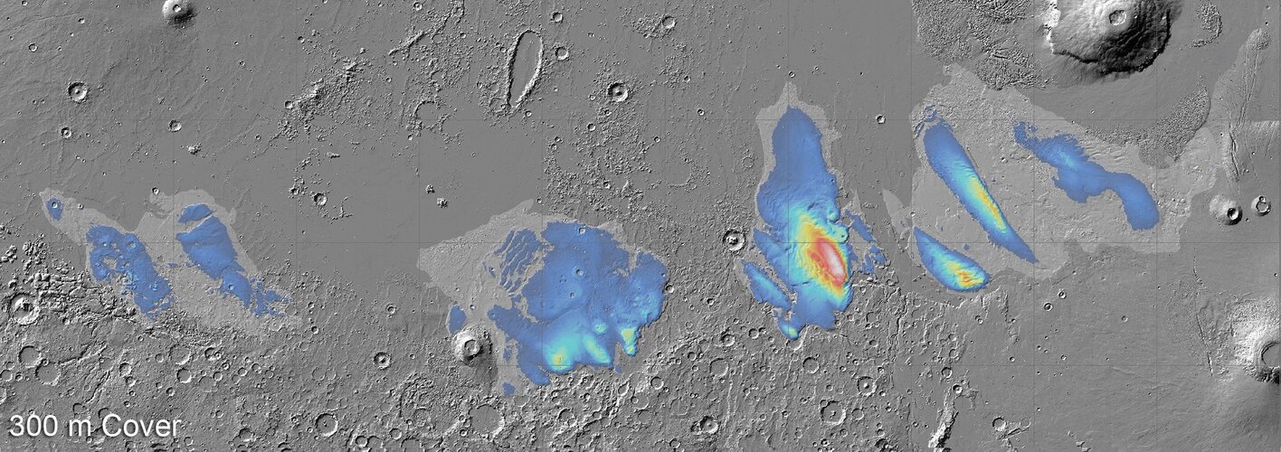 Map of suspected ice at Mars’s equator