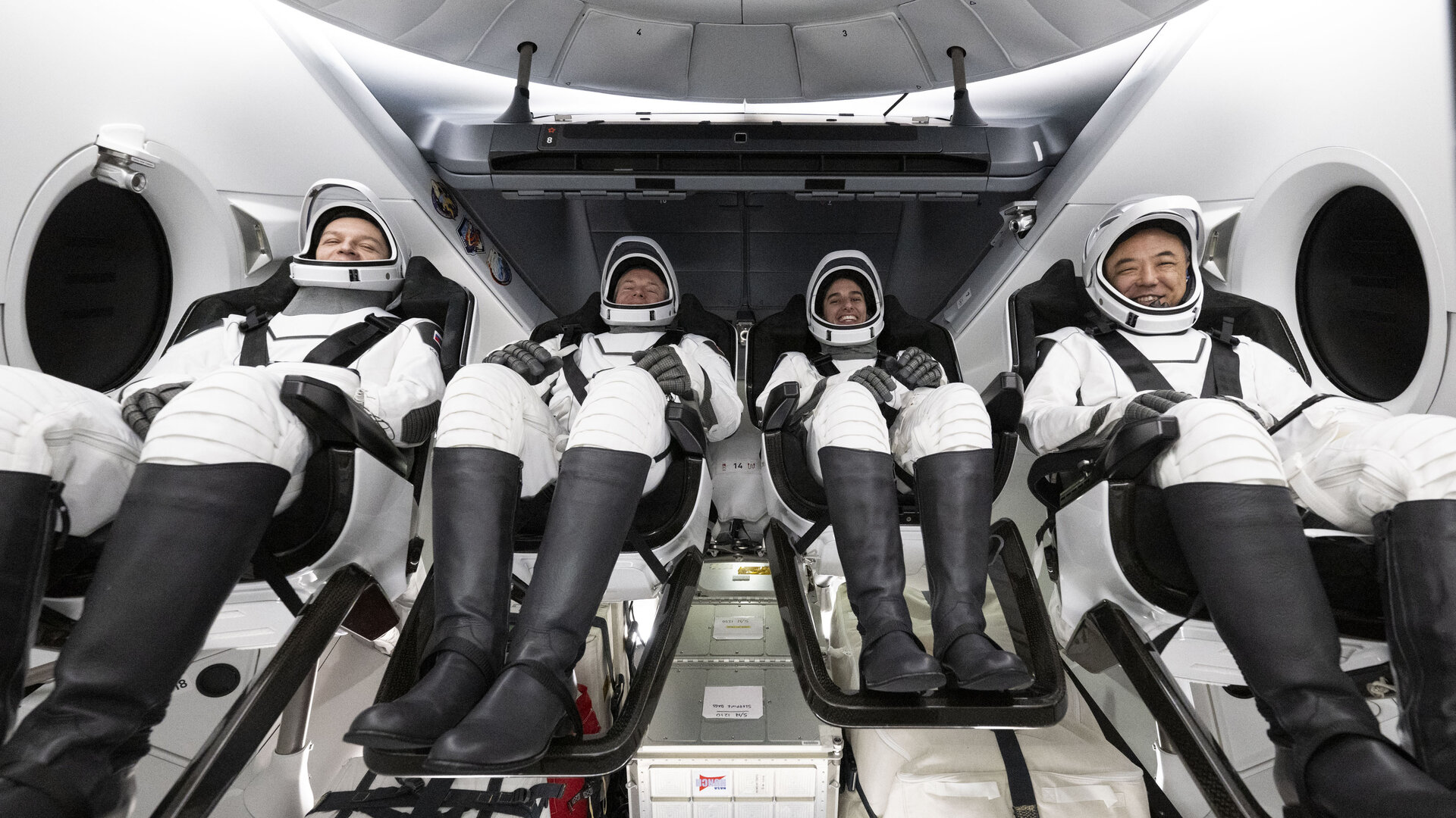 Andreas Mogensen and Crew-7 in Dragon after return to Earth