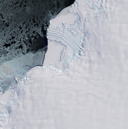 This Copernicus Sentinel-2 image features the ice tongue of the Dawson-Lambton Glacier in Antarctica.