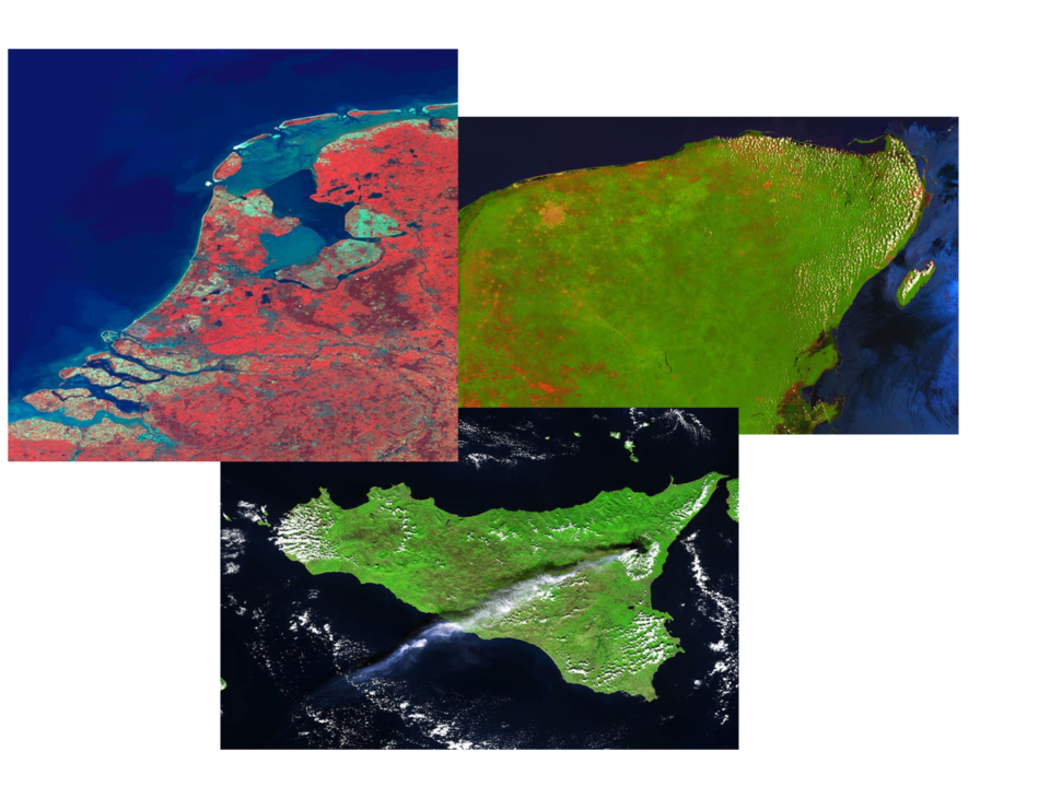 Netherlands, Yucatán peninsula and Sicily imaged by Proba-V