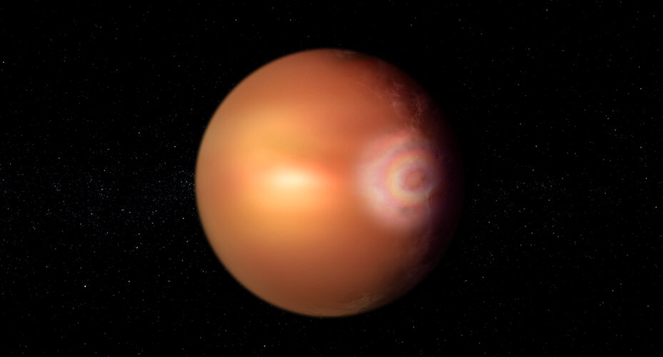 Artist impression of glory on exoplanet WASP-76b