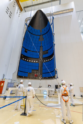 Ariane 6 fairing in encapsulation hall for first flight