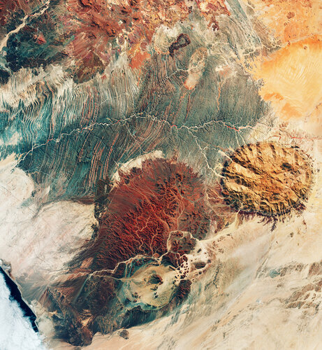 This image may resemble the surface of Mars, but it was actually captured by the Copernicus Sentinel-2 mission, revealing the stunning terrain of northwest Namibia.