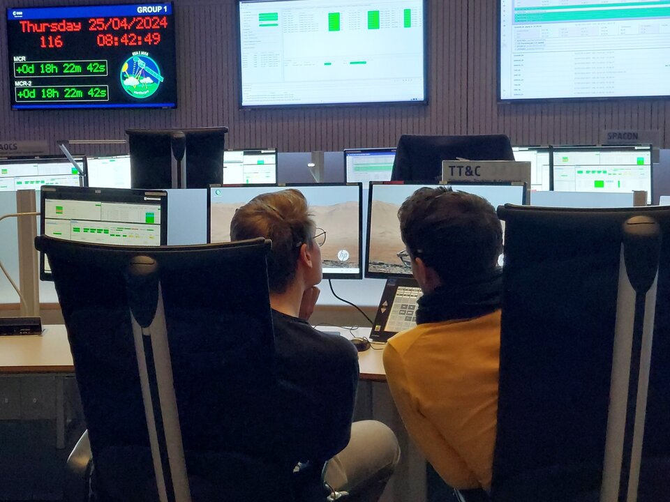 Satellite operators monitor EarthCARE during simulated rehearsals