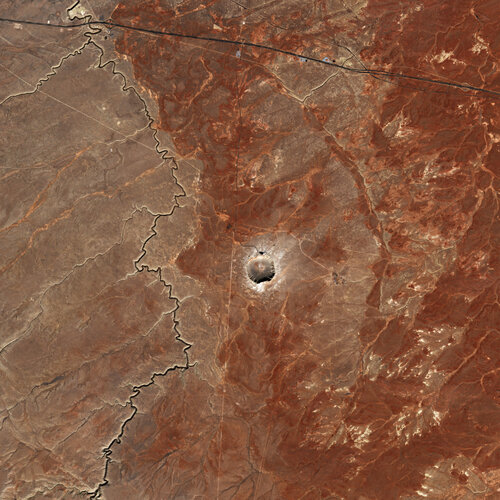 Ahead of Asteroid Day, the Copernicus Sentinel-2 mission takes us over the Meteor Crater, also known as the Barringer Meteorite Crater.