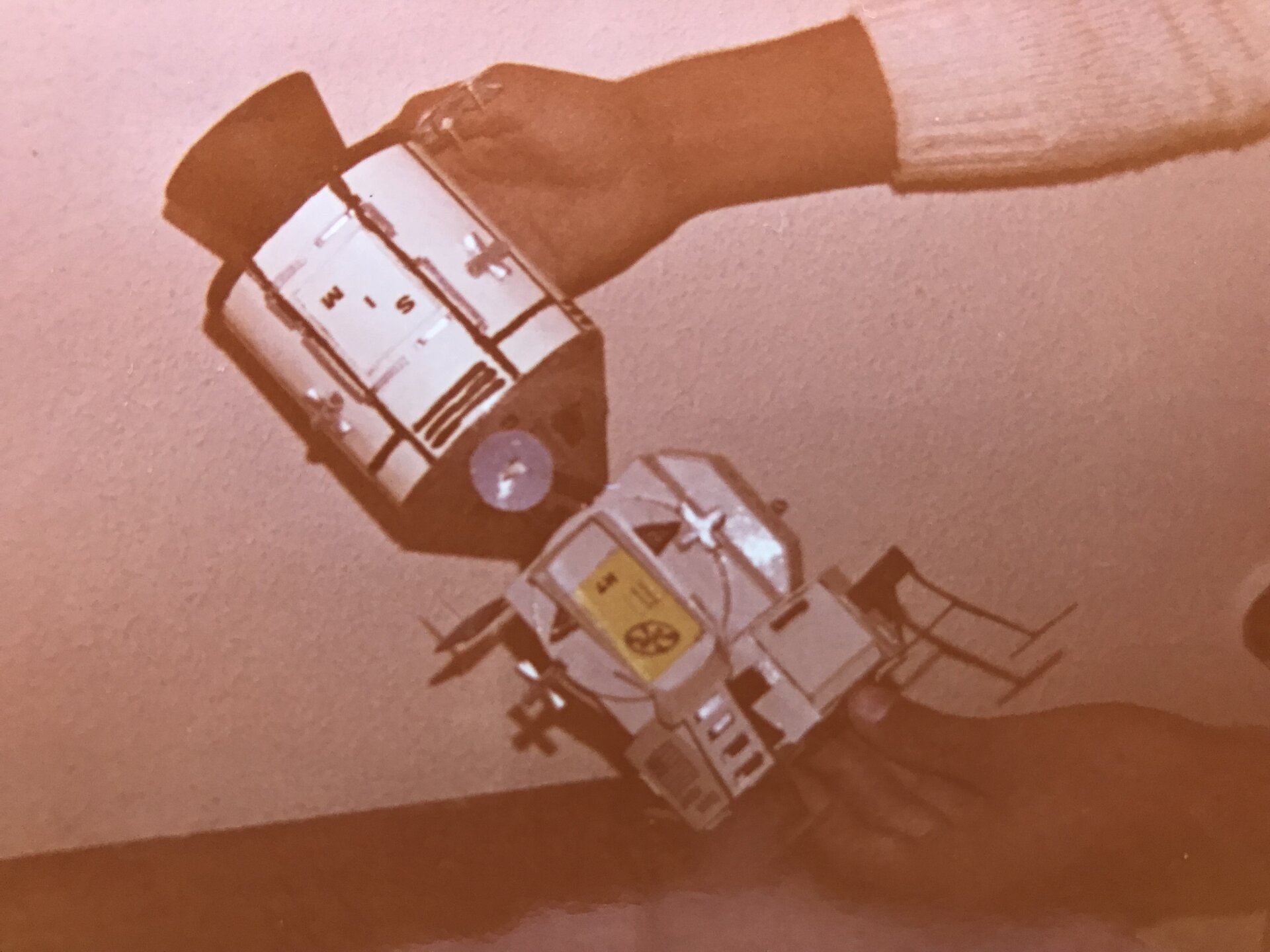 Homemade model of an Apollo Command and Service Module and Lunar Module, 1971