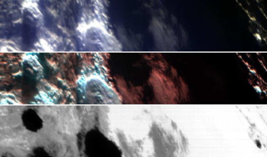 Juice’s view of the Pacific Ocean in three wavelengths