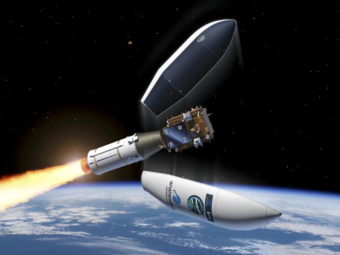 Artist's view of Sentinel-1C during fairing separation