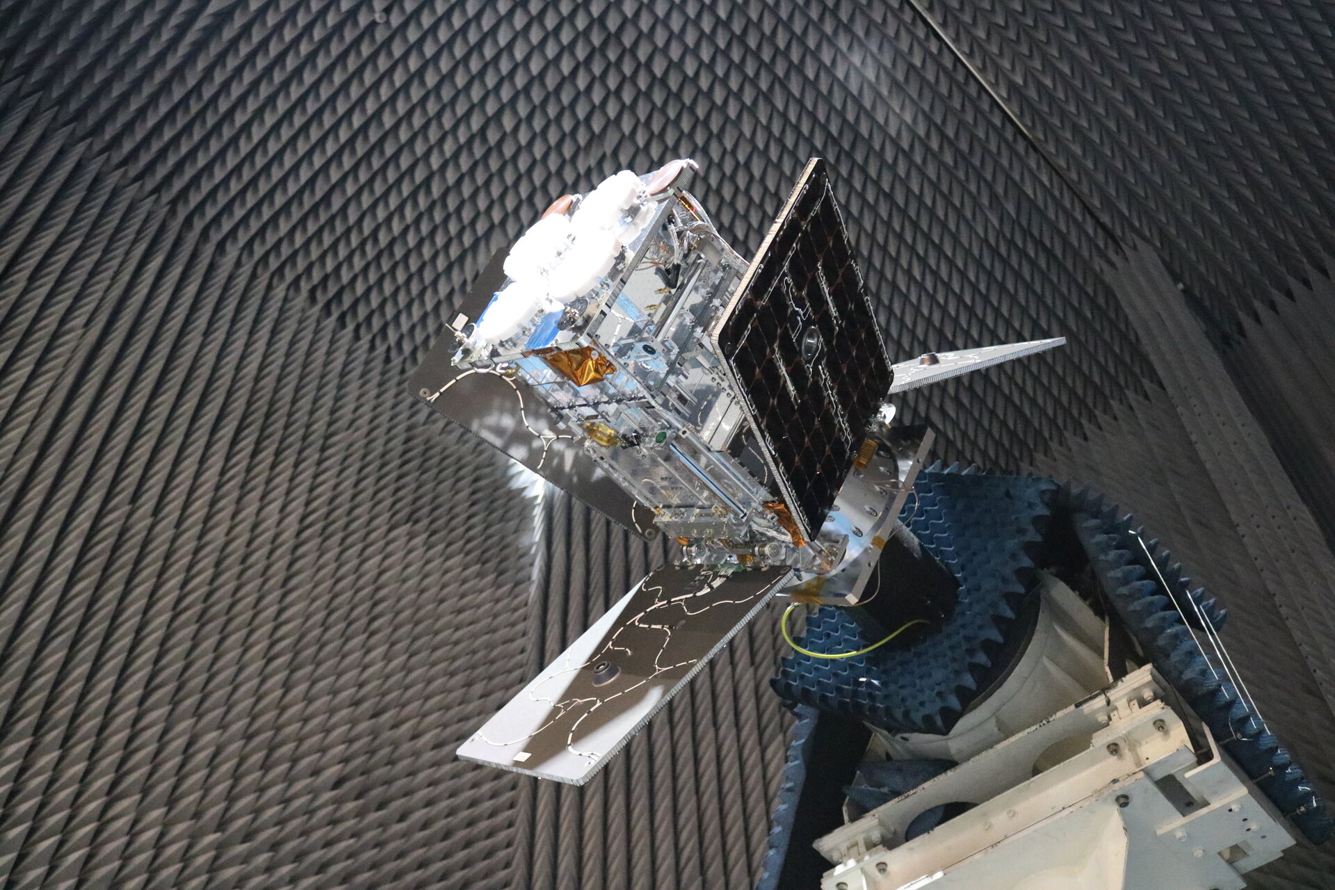 HydroGNSS being tested in an anechoic chamber