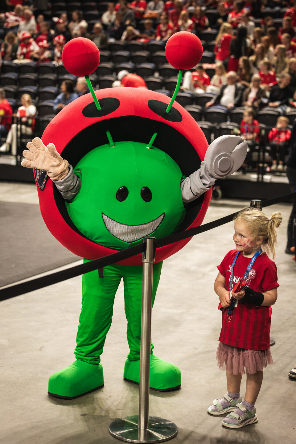 Paxi with Child at Handball game 