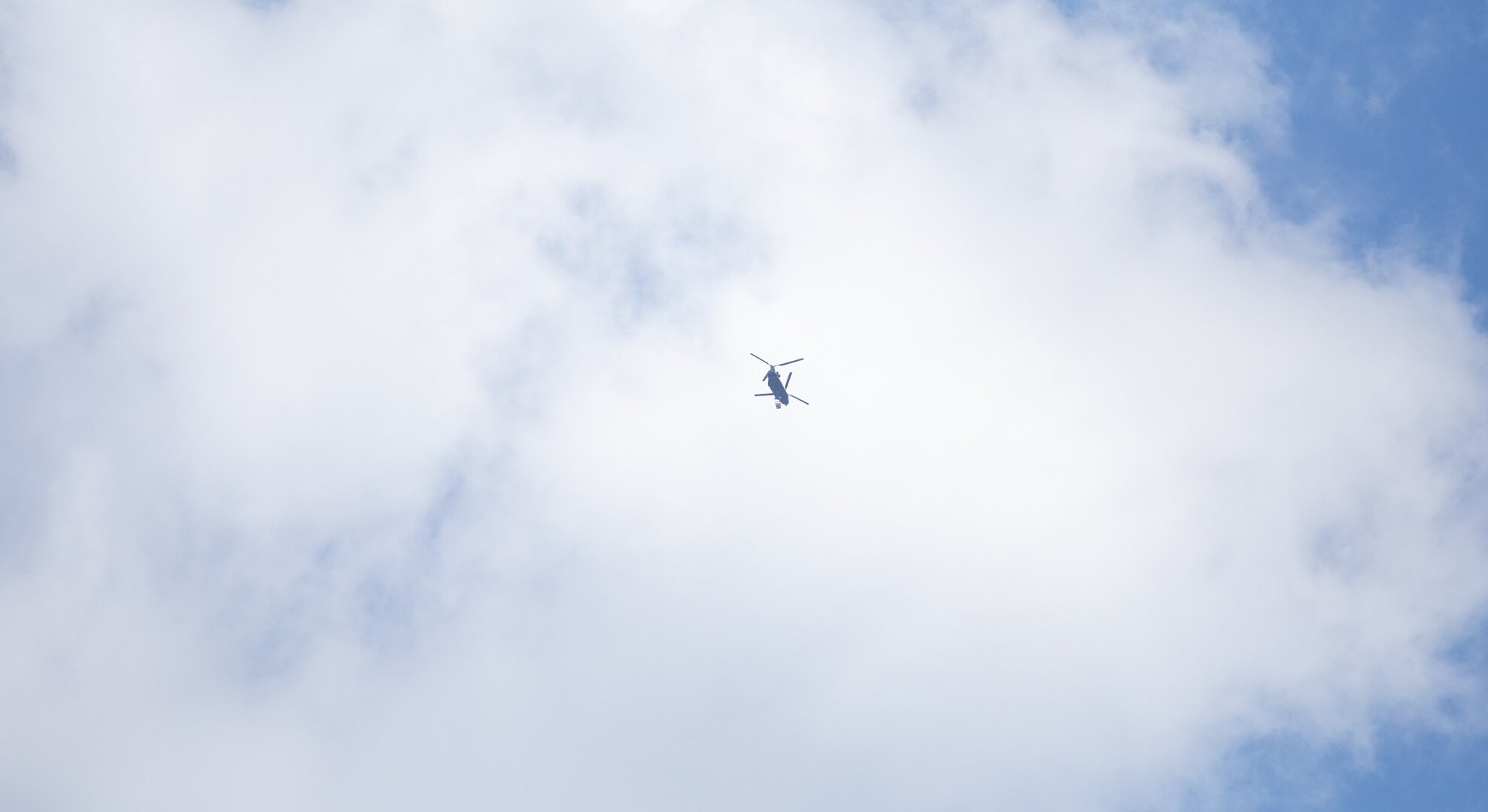 Space Rider model under helicopter