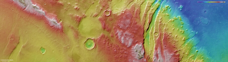 Topography of Acheron Fossae’s western edge