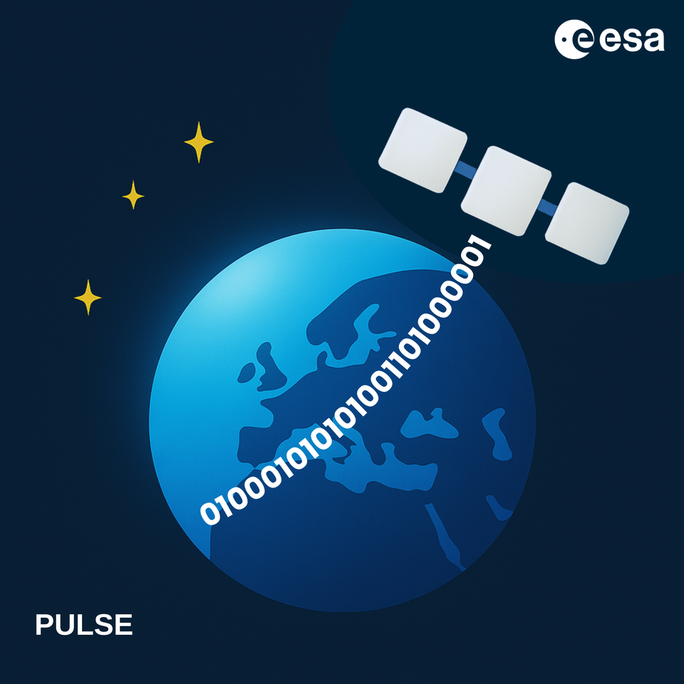  The Pulse key visual, which depicts a stylised satellite transmitting a binary code for “ESA” as it orbits Earth, visually reinforces its data-centric mission: “ESA’s infrastructure has a pulse – and now, we can feel it in real time”.