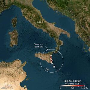 First image of sulphur dioxide from Sentinel-4