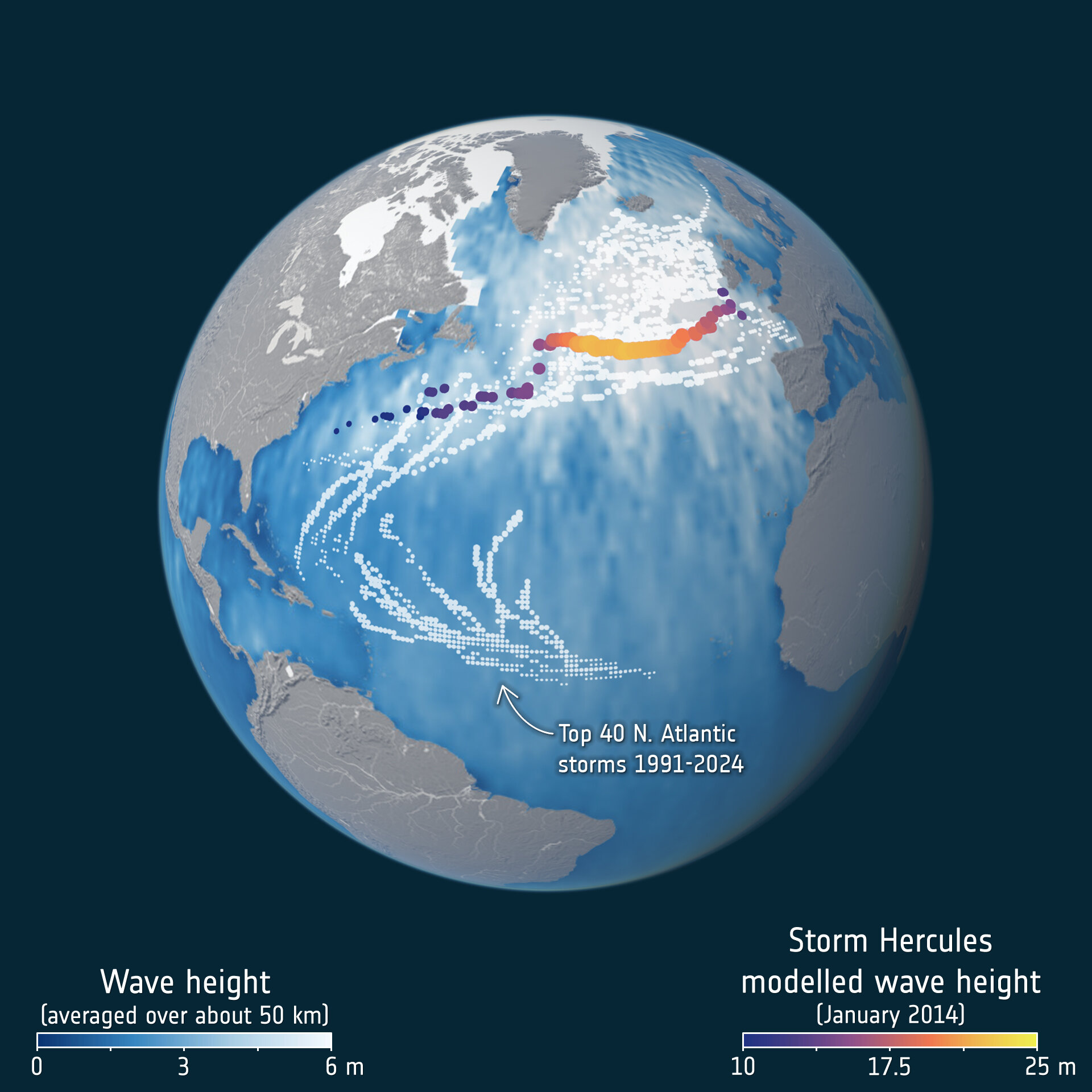 Storm Hercules wave height
