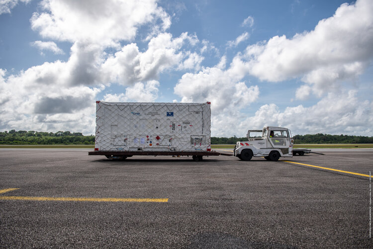 Galileo satellites at the airport in French Guiana