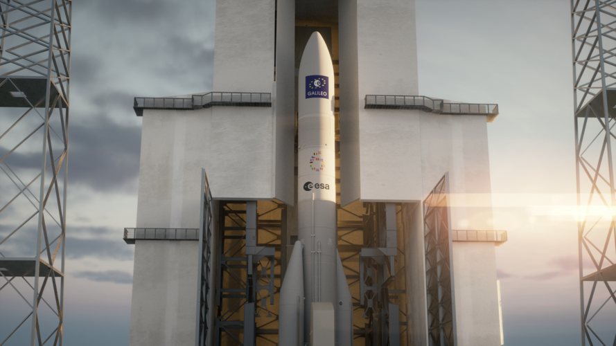 Rendering of Ariane 6 ready to launch Galileo satellites