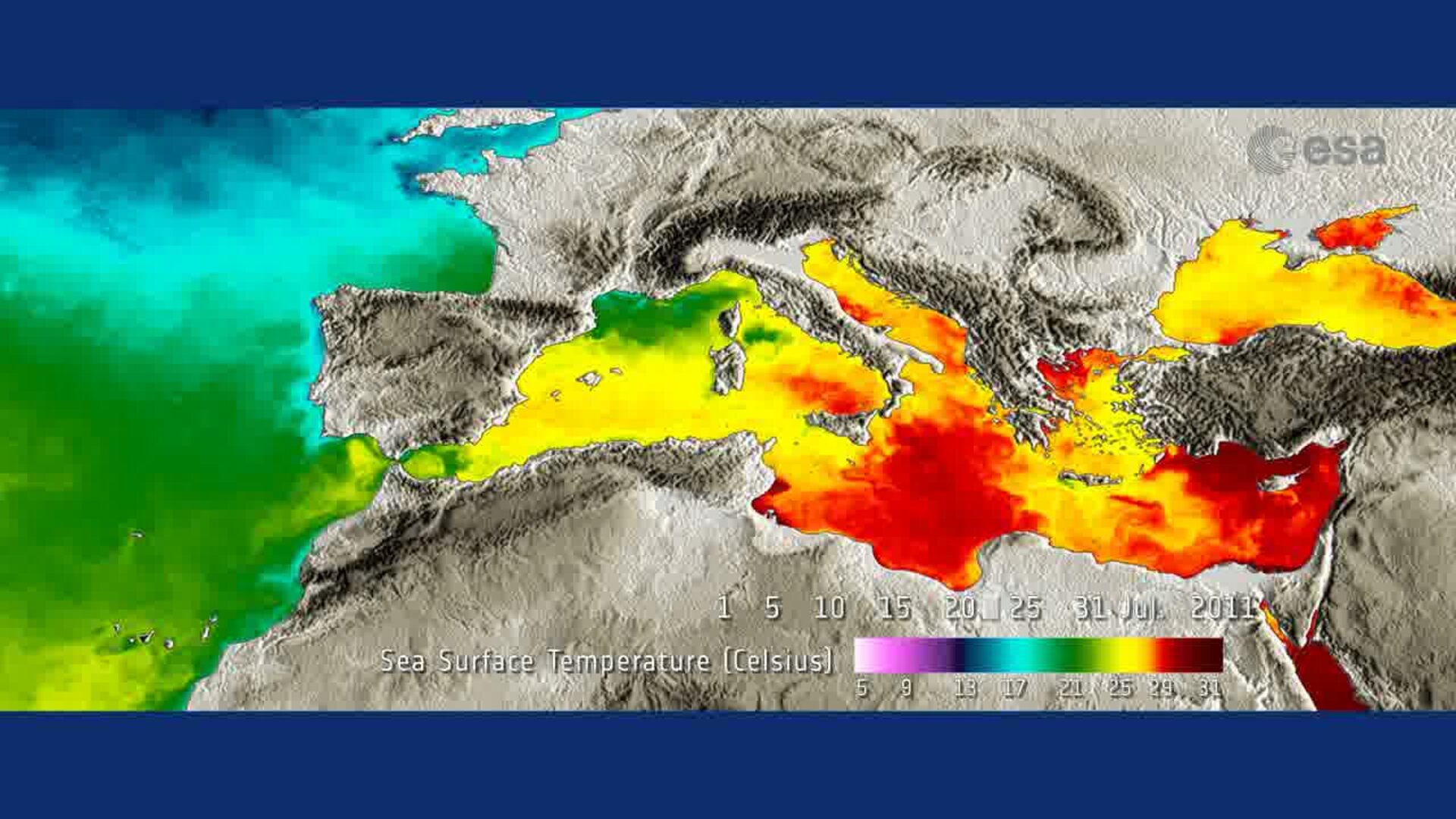 Mediterranean Water Temperature Map